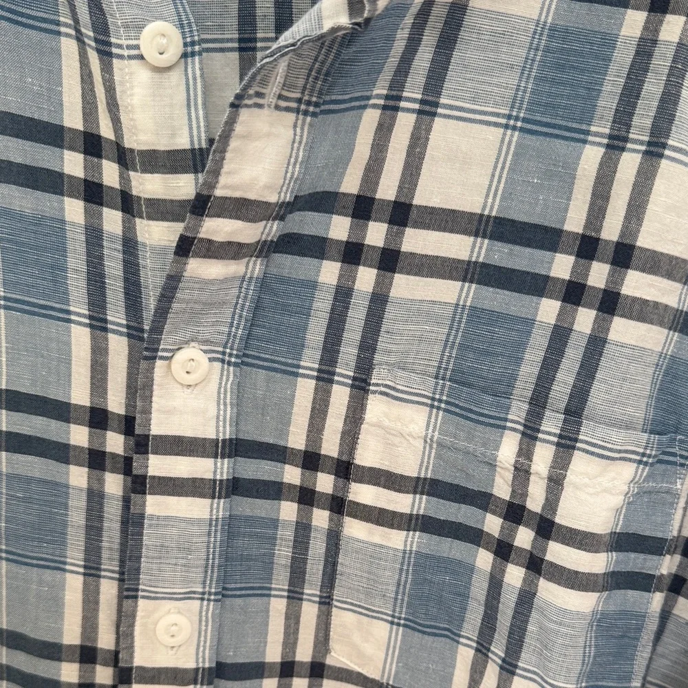 J. Crew Light Blue and White Plaid Button-Down Shirt